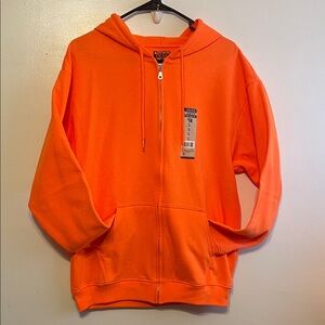 NWT~Men’s Open Trail Orange Hooded Zip up Sweater
Size Large